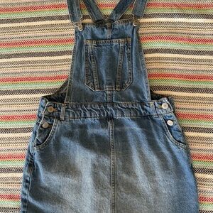 Love Tree Denim overalls skirt mini blue jean dress size Medium